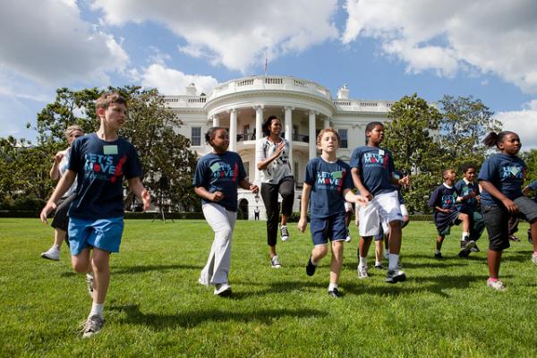 FLOTUS Gets Moving on the South Lawn