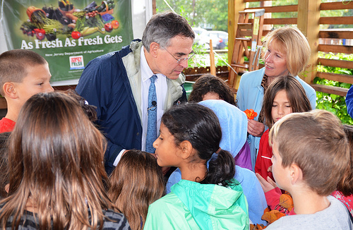 Rep Rush Holt with NJ children at a garden