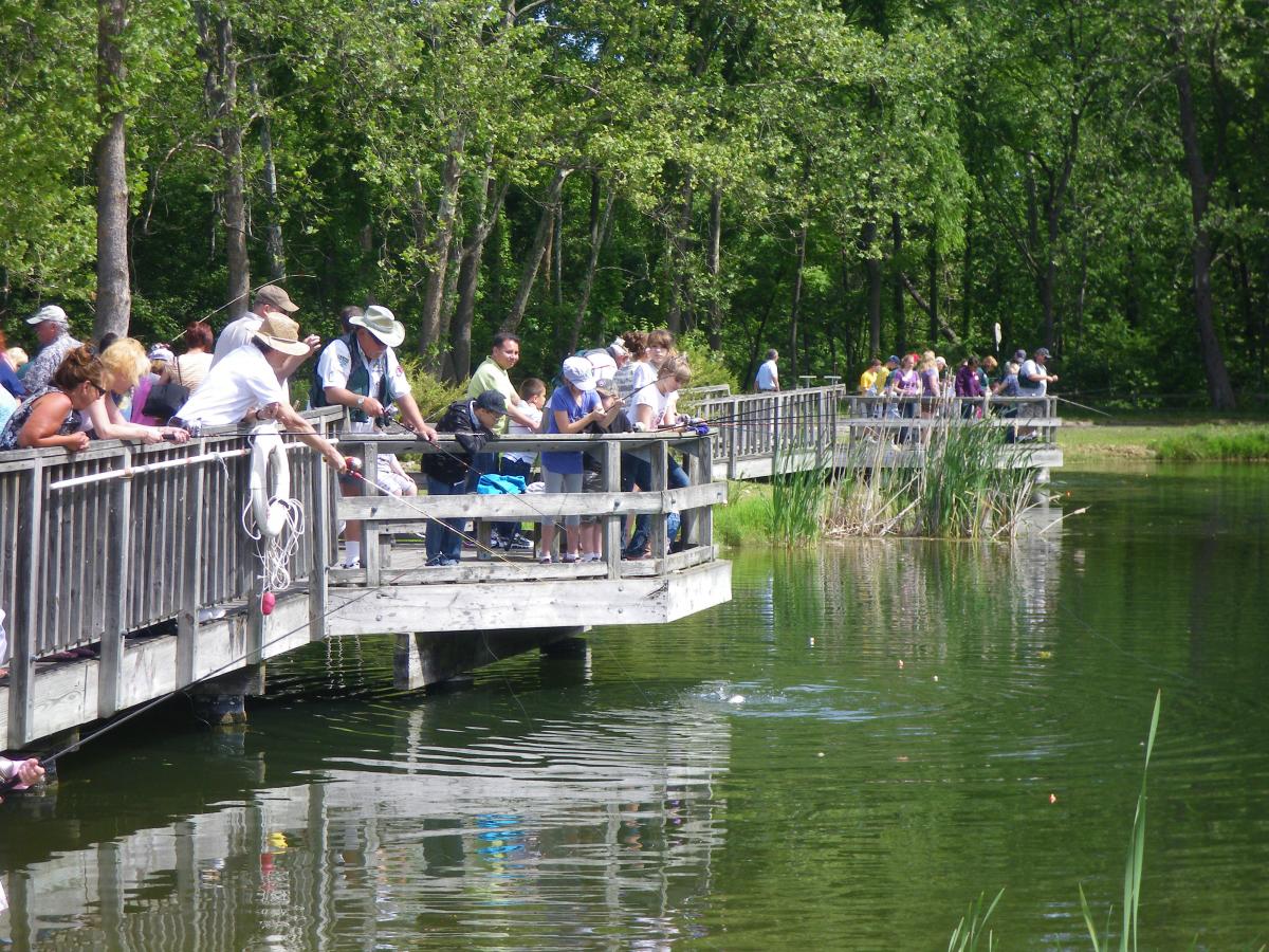 West Virginia students fishing at the USGS Leetown Science Center. 