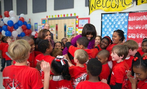 Michelle Obama and Rachael Ray at Cafeteria Cook-off