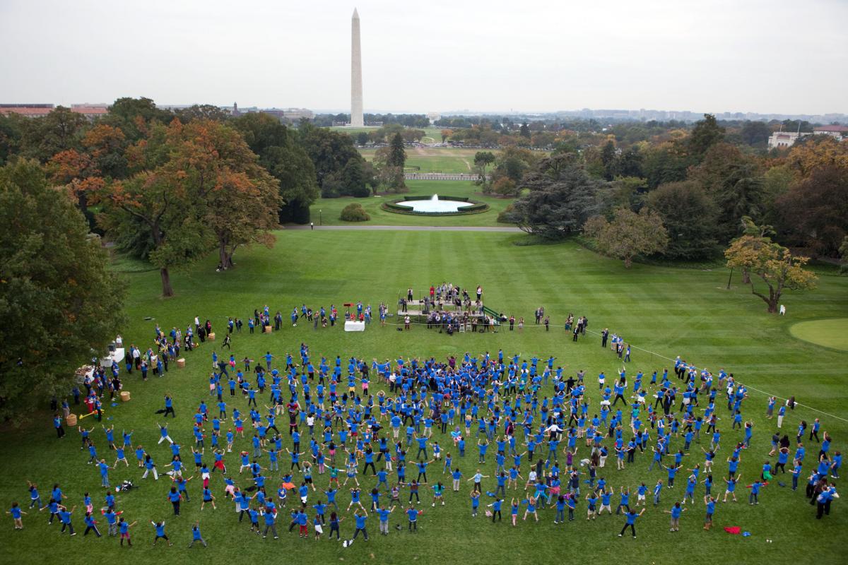 Jumping jacks on the South Lawn