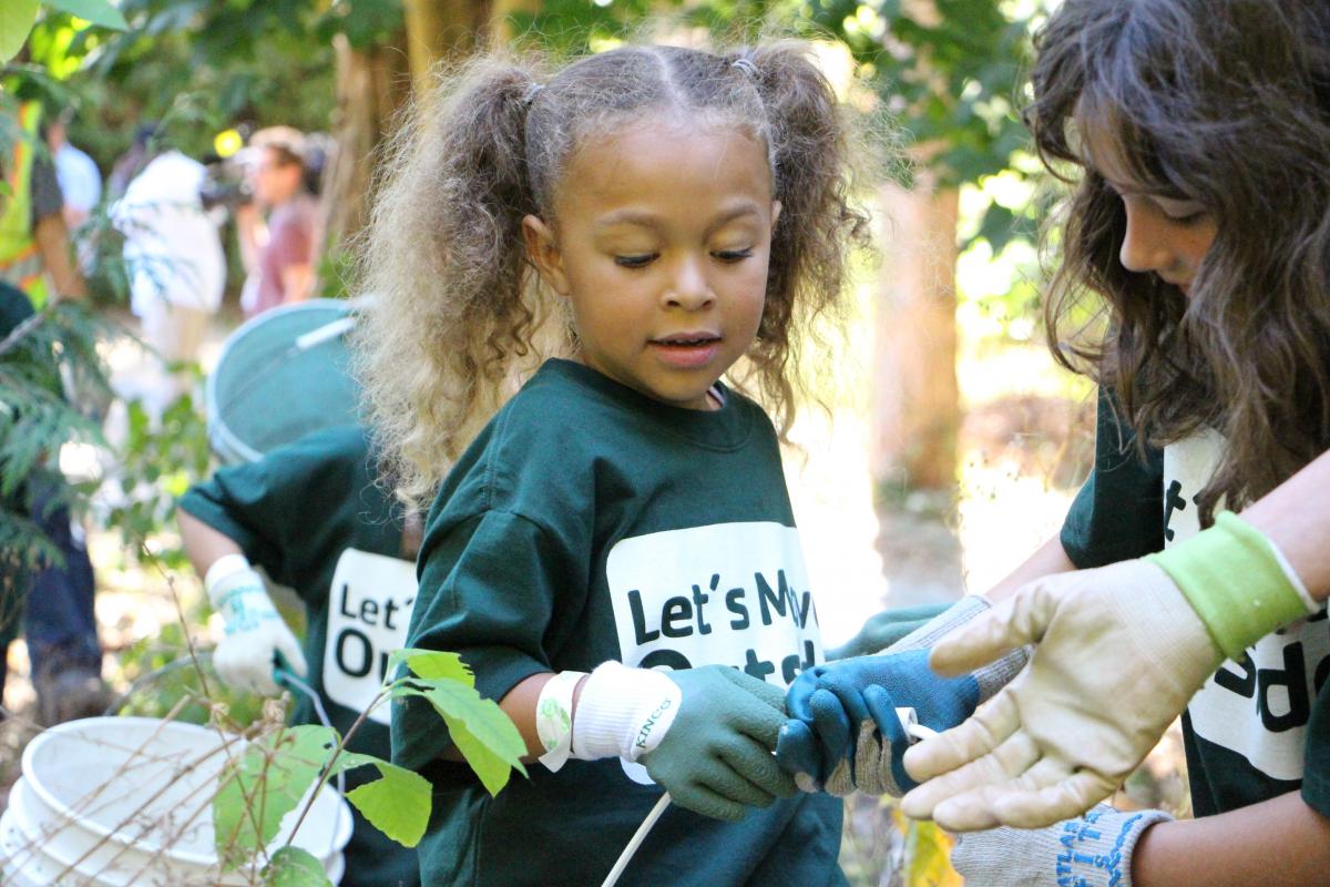 A child in Seattle, Washington participates in a Let’s Move! Outside event. 