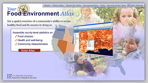 Home page of online mapping tool, the Food Environment Atlas