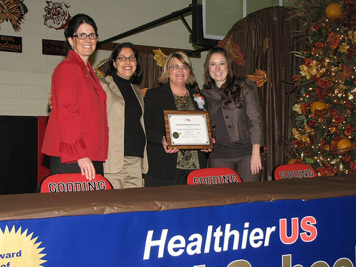 From left to right: Gooding School District Superintendent Dr. Heather Williams, USDA Food and Nutrition Service Nutritionist Melisa Di Tano, Gooding School District Child Nutrition Director Anji Baumann, and Idaho Department of Education’s Child Nutrition Programs Coordinator Heidi Martin, MS, RD, LD